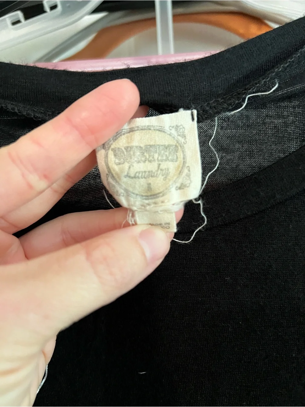Dirtee Laundry tag worn